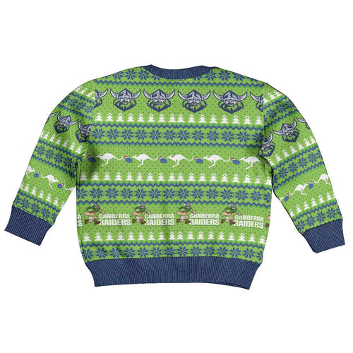 Raiders Rugby Christmas Kid Ugly Christmas Sweater Merry Xmas Canberra Cardigan Style - Aussie Hoodie