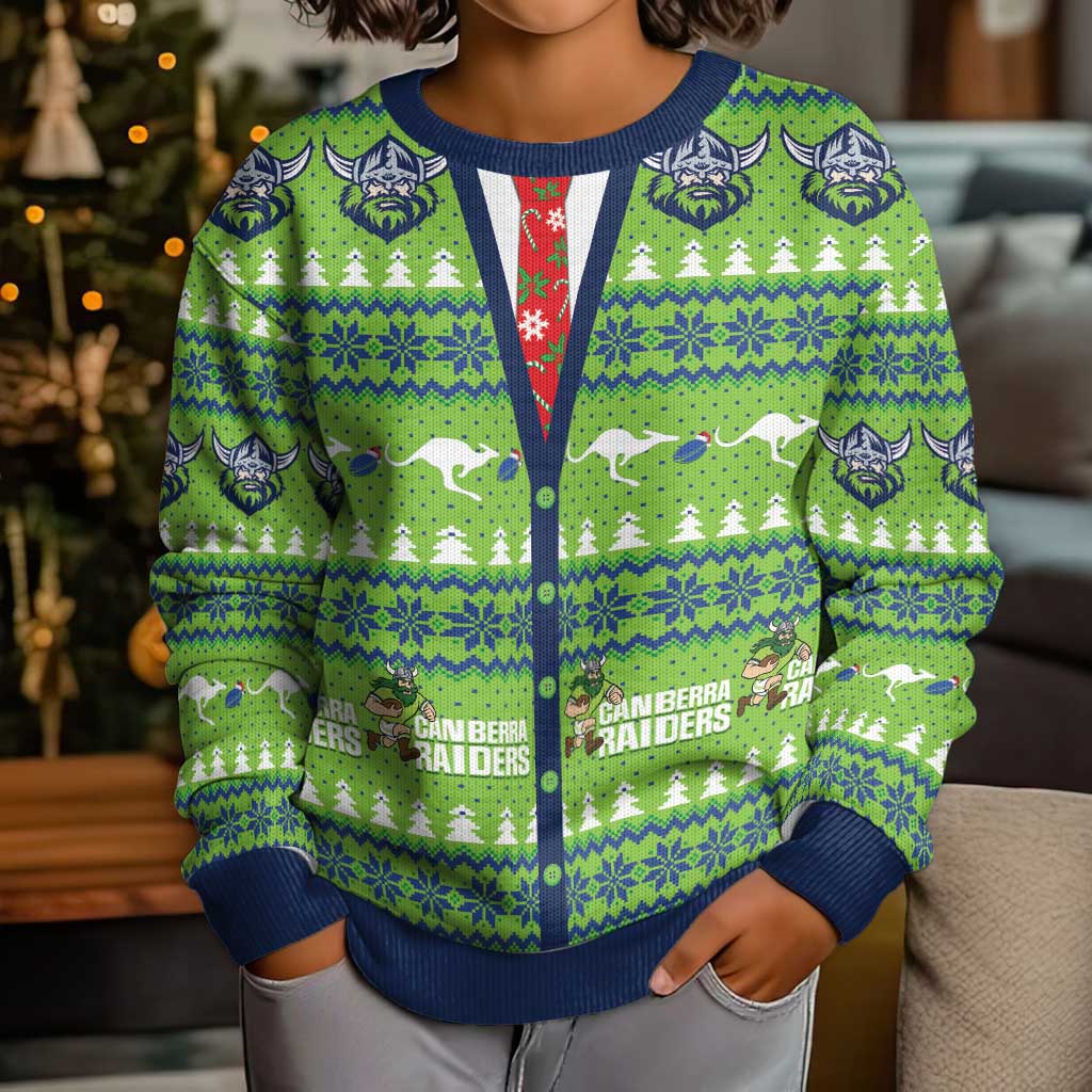 Raiders Rugby Christmas Kid Ugly Christmas Sweater Merry Xmas Canberra Cardigan Style - Aussie Hoodie
