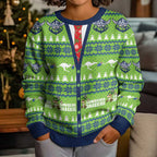 Raiders Rugby Christmas Kid Ugly Christmas Sweater Merry Xmas Canberra Cardigan Style - Aussie Hoodie