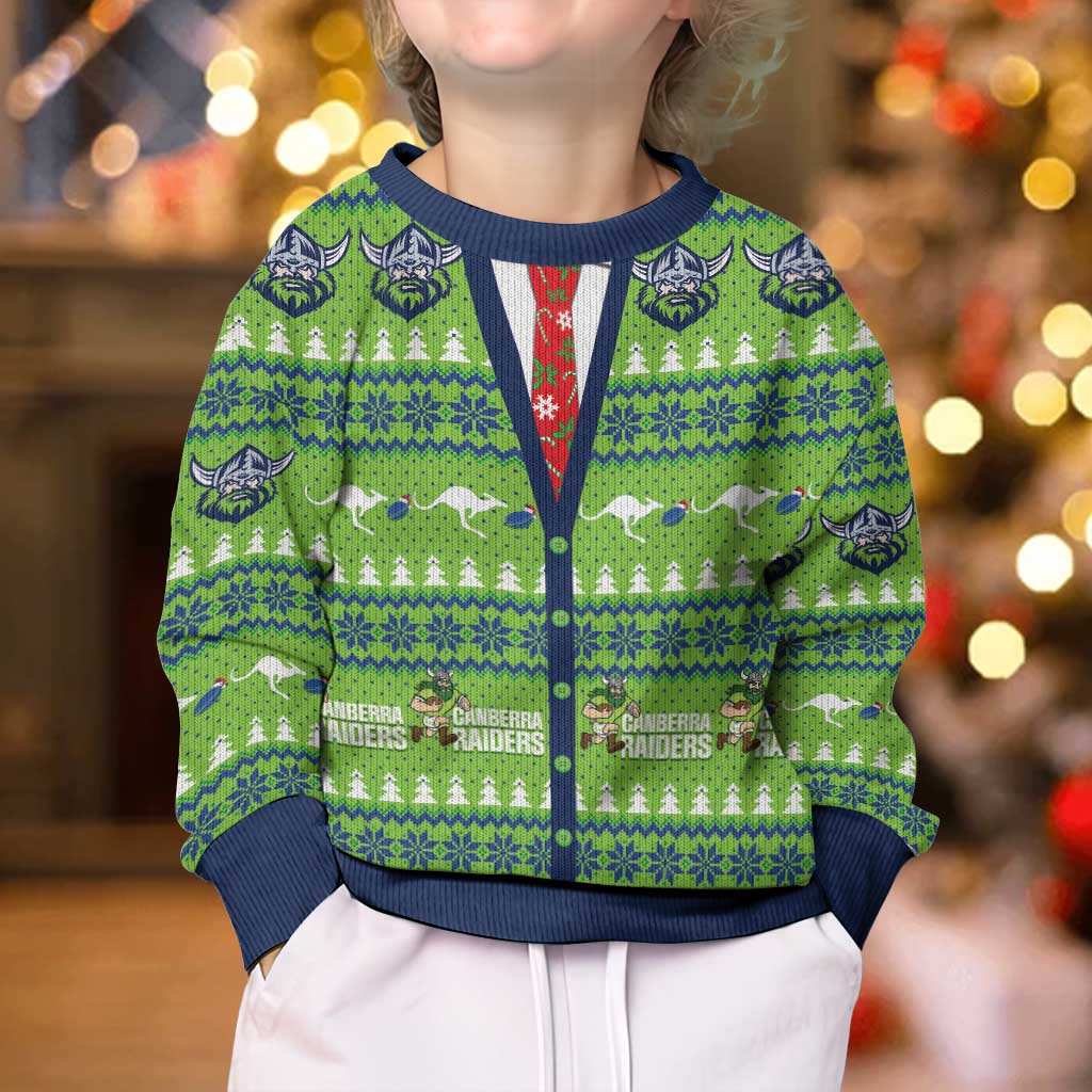 Raiders Rugby Christmas Kid Ugly Christmas Sweater Merry Xmas Canberra Cardigan Style - Aussie Hoodie