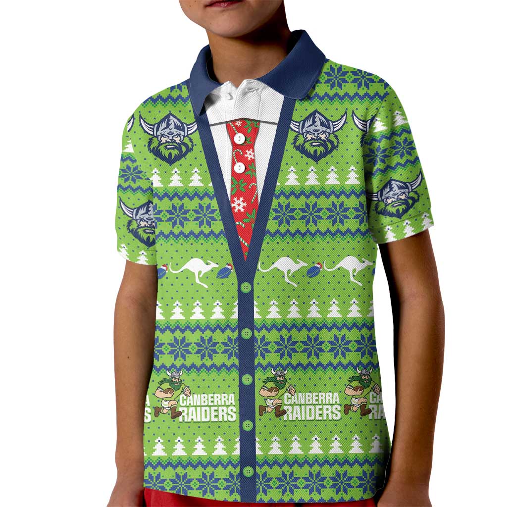 Raiders Rugby Christmas Kid Polo Shirt Merry Xmas Canberra Cardigan Style - Aussie Hoodie