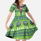 Raiders Rugby Christmas Kid Short Sleeve Dress Merry Xmas Canberra Cardigan Style - Aussie Hoodie
