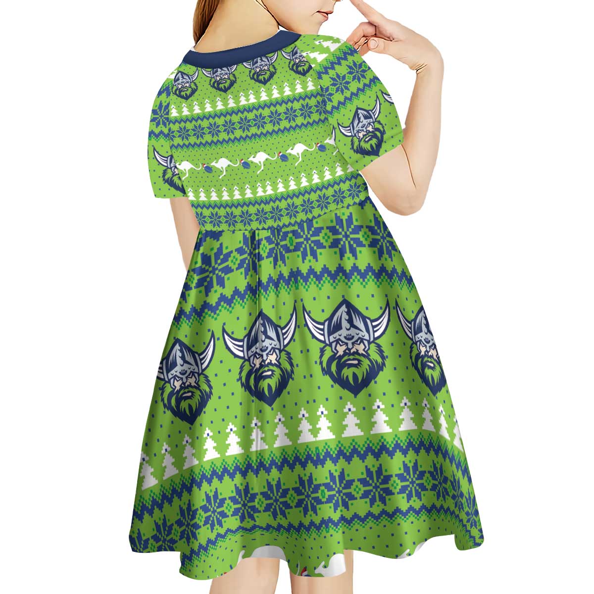 Raiders Rugby Christmas Kid Short Sleeve Dress Merry Xmas Canberra Cardigan Style - Aussie Hoodie