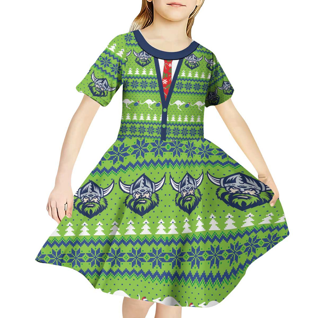 Raiders Rugby Christmas Kid Short Sleeve Dress Merry Xmas Canberra Cardigan Style - Aussie Hoodie