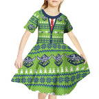 Raiders Rugby Christmas Kid Short Sleeve Dress Merry Xmas Canberra Cardigan Style - Aussie Hoodie