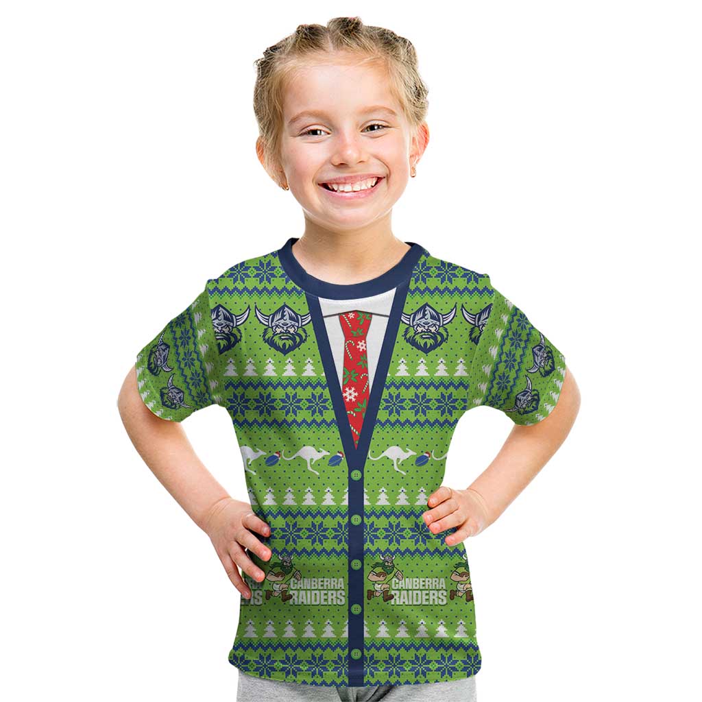 Raiders Rugby Christmas Kid T Shirt Merry Xmas Canberra Cardigan Style - Aussie Hoodie