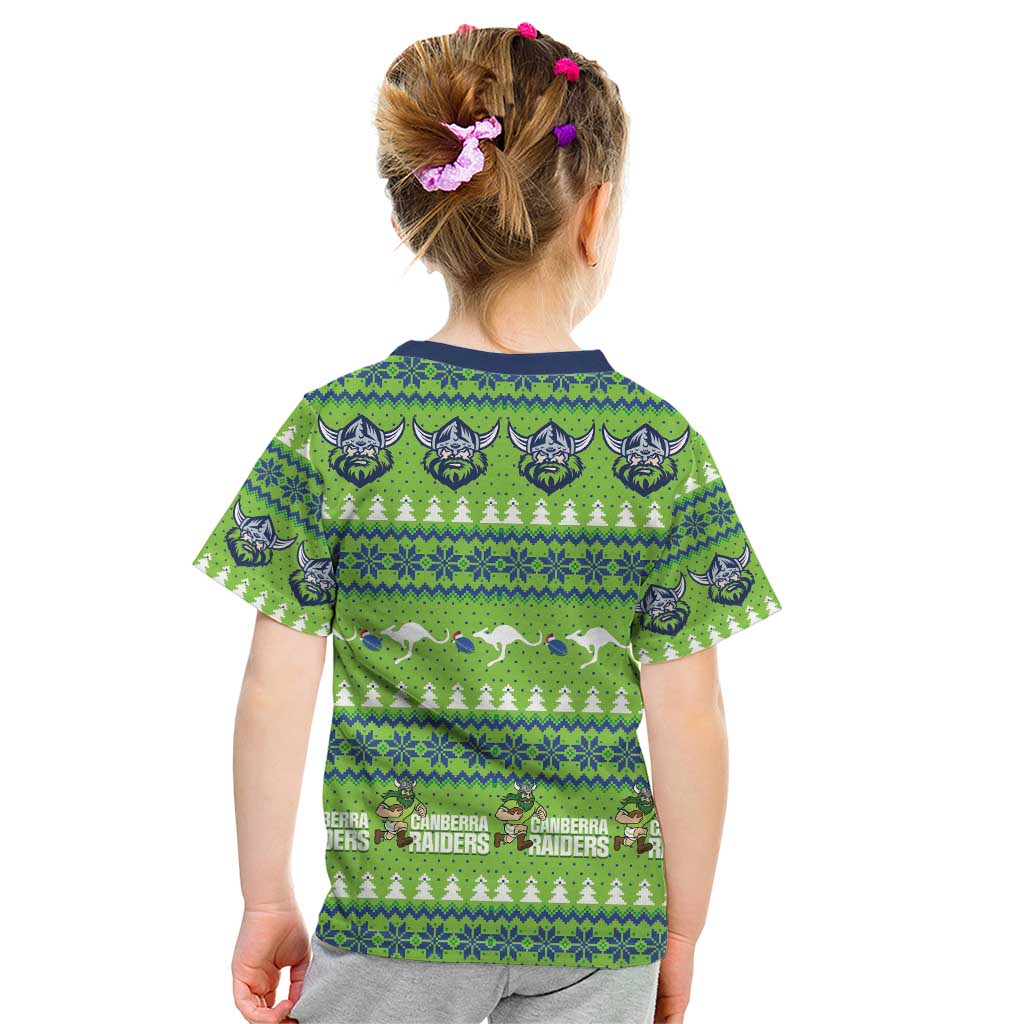 Raiders Rugby Christmas Kid T Shirt Merry Xmas Canberra Cardigan Style - Aussie Hoodie