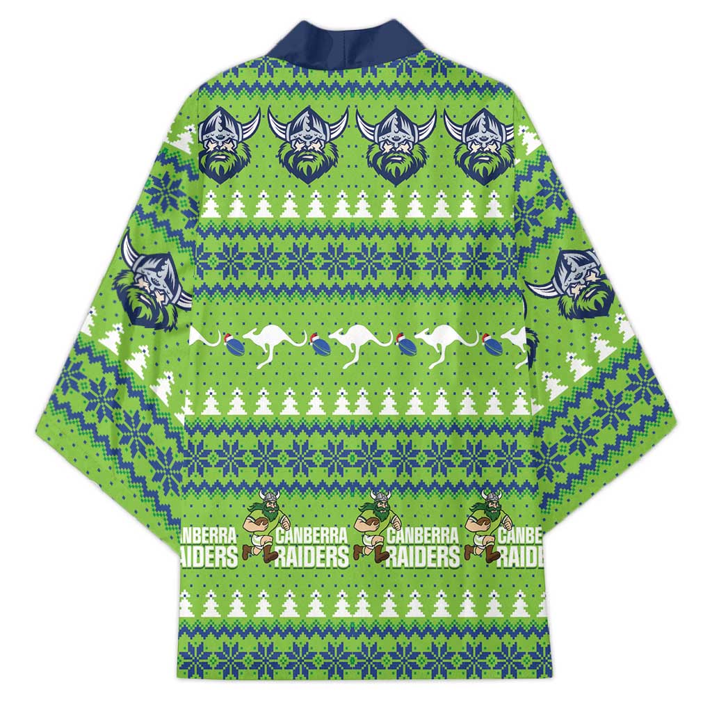 Raiders Rugby Christmas Kimono Merry Xmas Canberra Cardigan Style - Aussie Hoodie