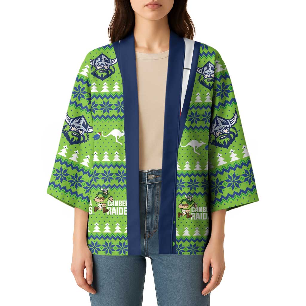 Raiders Rugby Christmas Kimono Merry Xmas Canberra Cardigan Style - Aussie Hoodie