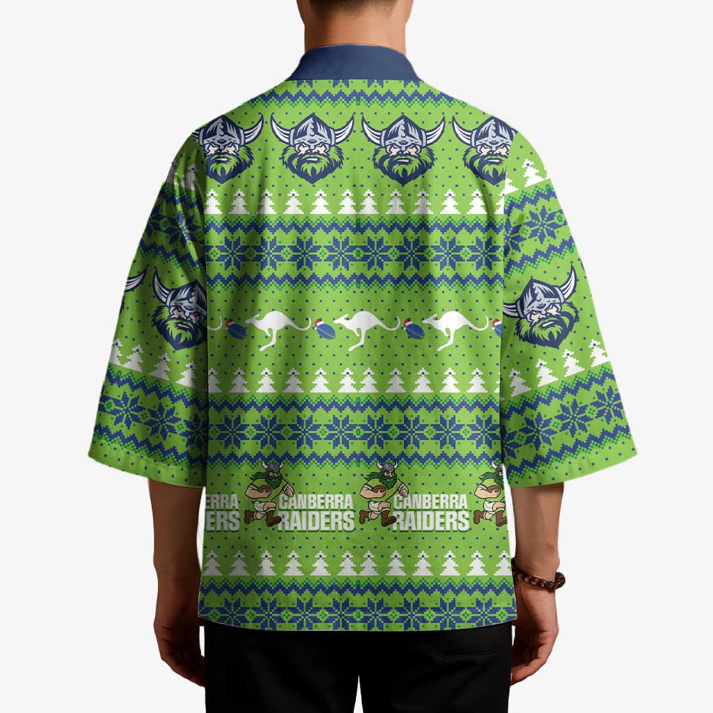 Raiders Rugby Christmas Kimono Merry Xmas Canberra Cardigan Style - Aussie Hoodie