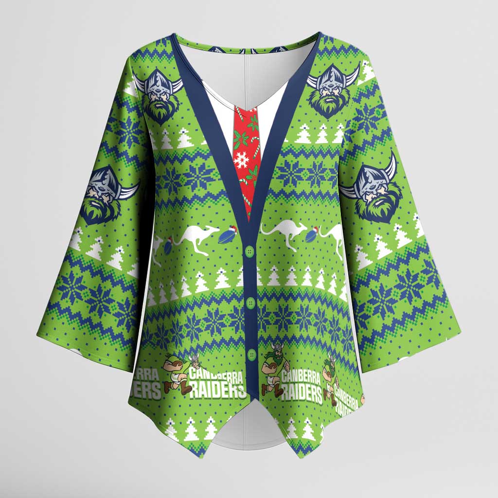 Raiders Rugby Christmas Kimono Sleeve Blouse Merry Xmas Canberra Cardigan Style - Aussie Hoodie