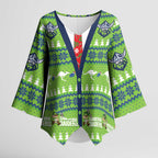 Raiders Rugby Christmas Kimono Sleeve Blouse Merry Xmas Canberra Cardigan Style - Aussie Hoodie