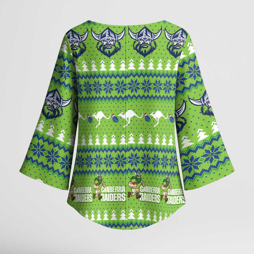 Raiders Rugby Christmas Kimono Sleeve Blouse Merry Xmas Canberra Cardigan Style - Aussie Hoodie