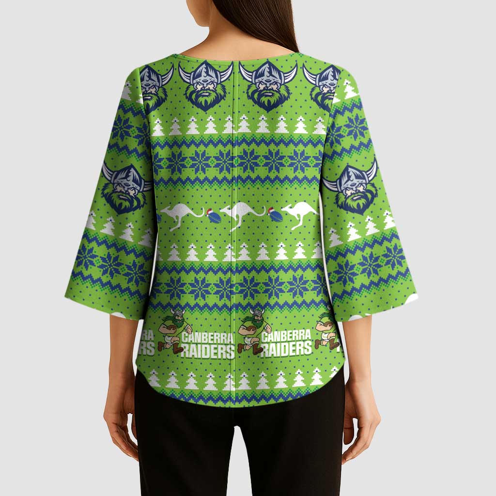 Raiders Rugby Christmas Kimono Sleeve Blouse Merry Xmas Canberra Cardigan Style - Aussie Hoodie