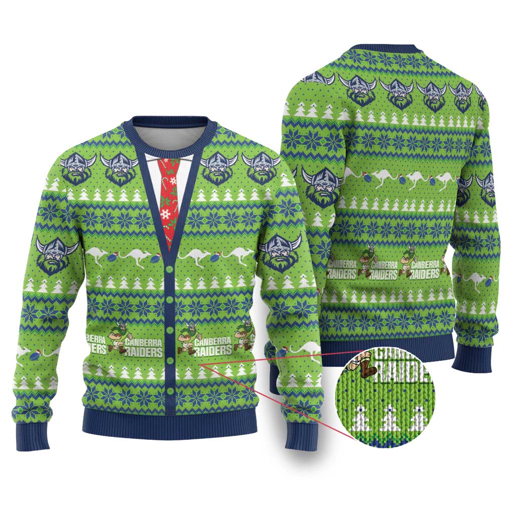 Raiders Rugby Christmas Ugly Christmas Sweater Merry Xmas Canberra Cardigan Style - Aussie Hoodie