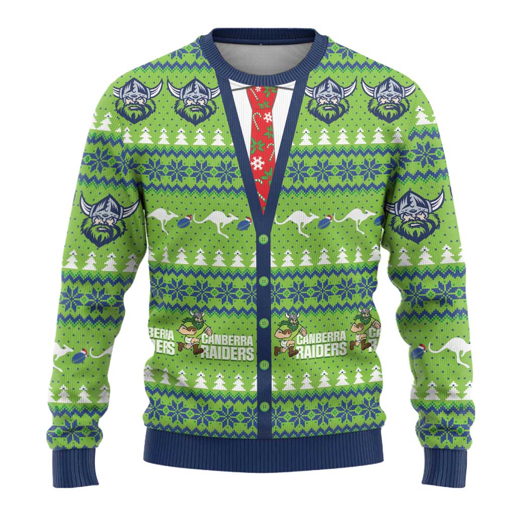 Raiders Rugby Christmas Ugly Christmas Sweater Merry Xmas Canberra Cardigan Style - Aussie Hoodie