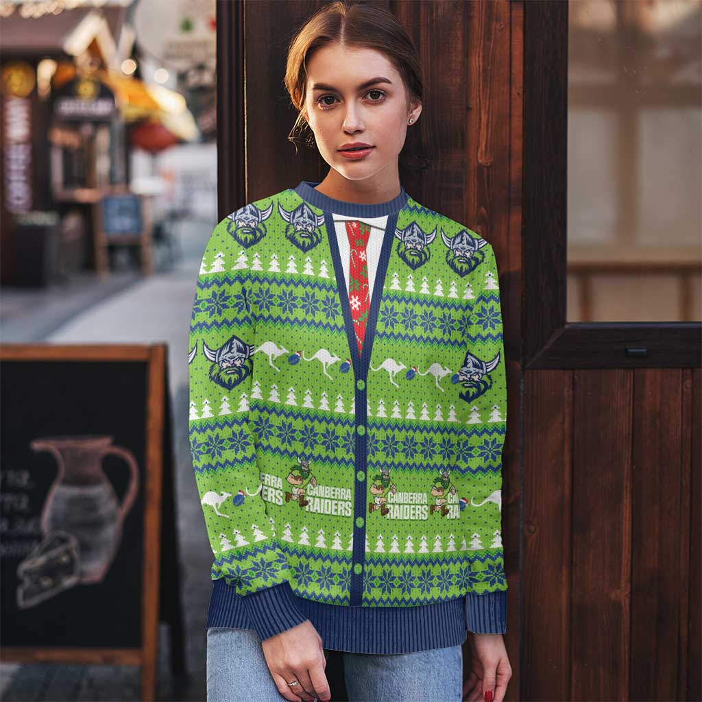 Raiders Rugby Christmas Ugly Christmas Sweater Merry Xmas Canberra Cardigan Style - Aussie Hoodie