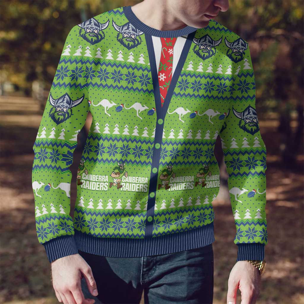 Raiders Rugby Christmas Ugly Christmas Sweater Merry Xmas Canberra Cardigan Style - Aussie Hoodie