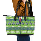Raiders Rugby Christmas Leather Tote Bag Merry Xmas Canberra Cardigan Style - Aussie Hoodie