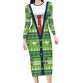 Raiders Rugby Christmas Long Sleeve Bodycon Dress Merry Xmas Canberra Cardigan Style - Aussie Hoodie