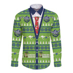 Raiders Rugby Christmas Long Sleeve Button Shirt Merry Xmas Canberra Cardigan Style - Aussie Hoodie