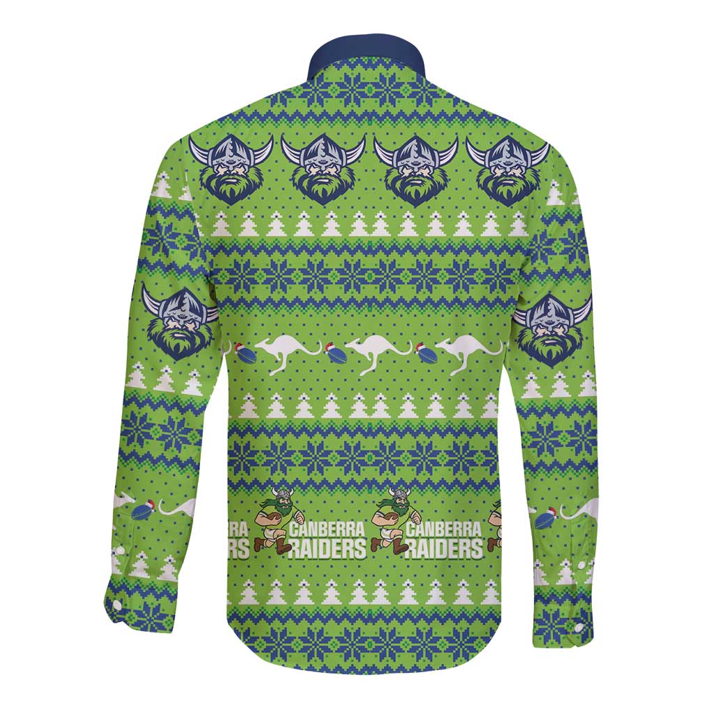 Raiders Rugby Christmas Long Sleeve Button Shirt Merry Xmas Canberra Cardigan Style - Aussie Hoodie