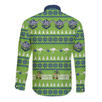 Raiders Rugby Christmas Long Sleeve Button Shirt Merry Xmas Canberra Cardigan Style - Aussie Hoodie