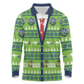 Raiders Rugby Christmas Long Sleeve Polo Shirt Merry Xmas Canberra Cardigan Style - Aussie Hoodie