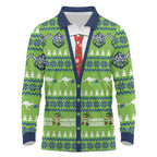 Raiders Rugby Christmas Long Sleeve Polo Shirt Merry Xmas Canberra Cardigan Style - Aussie Hoodie