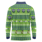 Raiders Rugby Christmas Long Sleeve Polo Shirt Merry Xmas Canberra Cardigan Style - Aussie Hoodie