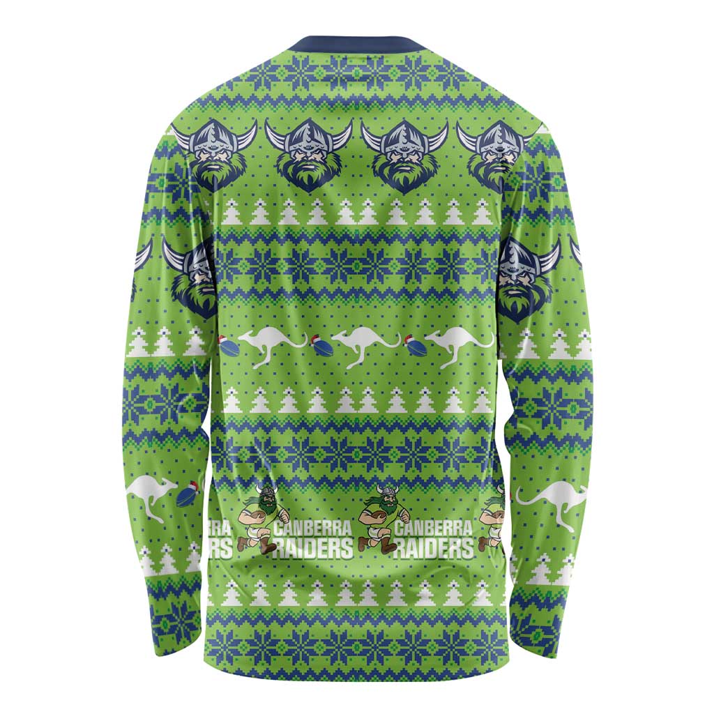Raiders Rugby Christmas Long Sleeve Shirt Merry Xmas Canberra Cardigan Style - Aussie Hoodie
