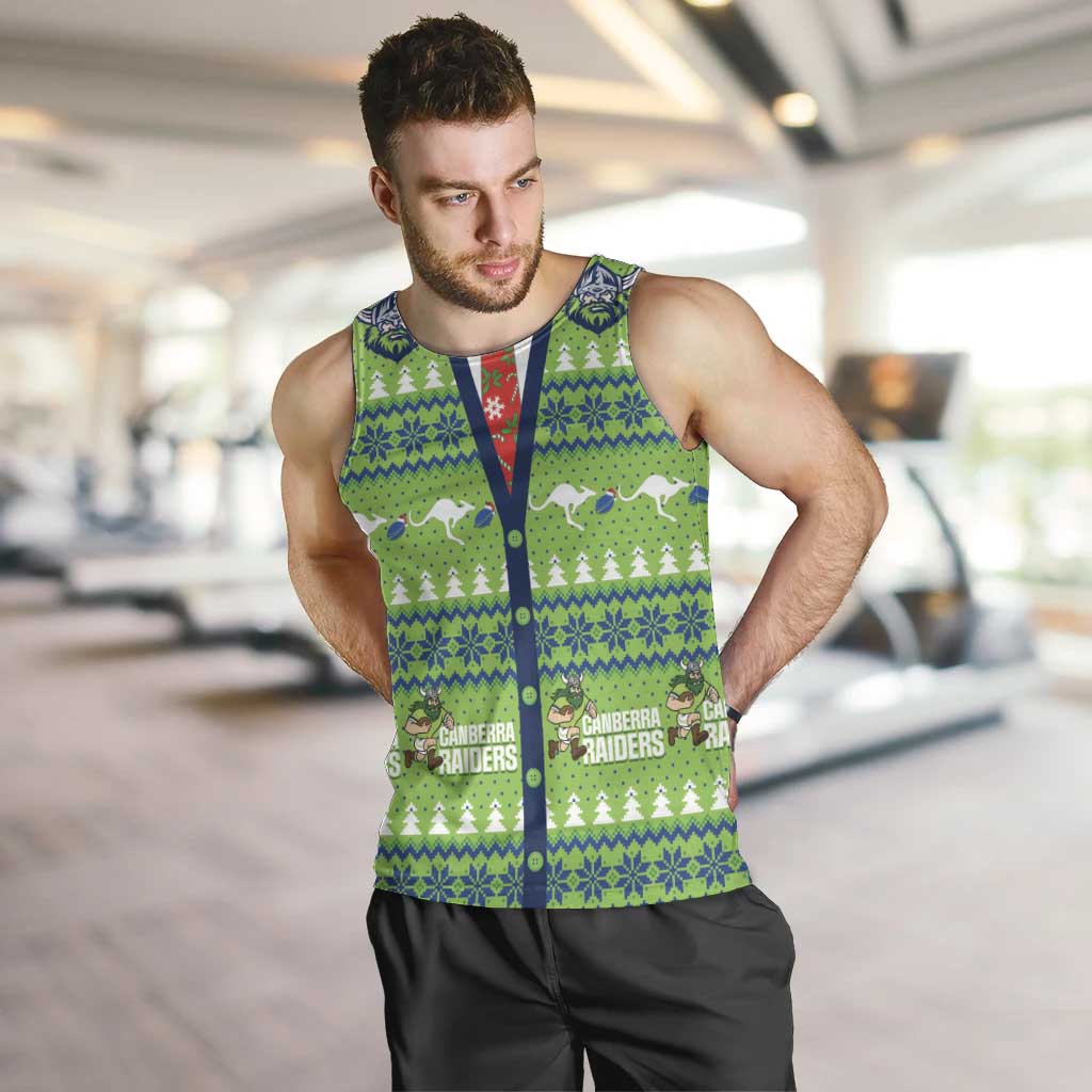 Raiders Rugby Christmas Men Tank Top Merry Xmas Canberra Cardigan Style - Aussie Hoodie
