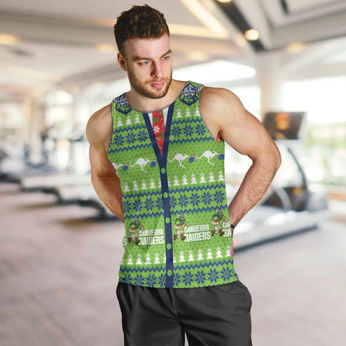 Raiders Rugby Christmas Men Tank Top Merry Xmas Canberra Cardigan Style - Aussie Hoodie