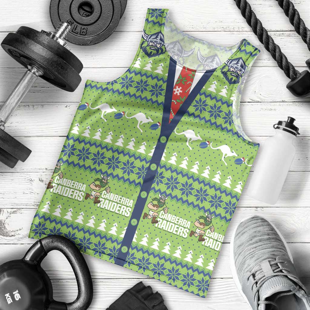 Raiders Rugby Christmas Men Tank Top Merry Xmas Canberra Cardigan Style - Aussie Hoodie