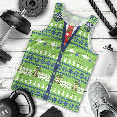 Raiders Rugby Christmas Men Tank Top Merry Xmas Canberra Cardigan Style - Aussie Hoodie