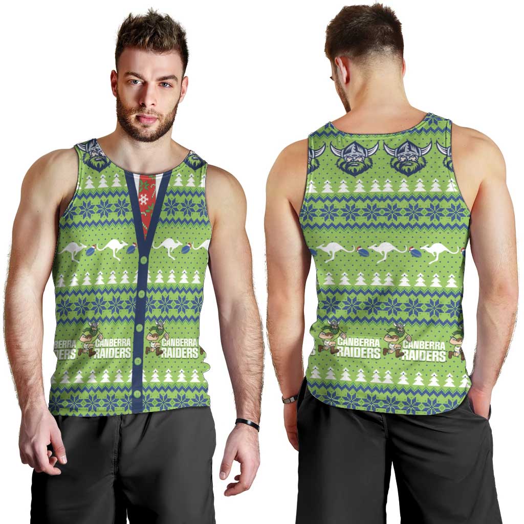 Raiders Rugby Christmas Men Tank Top Merry Xmas Canberra Cardigan Style - Aussie Hoodie