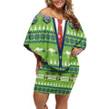 Raiders Rugby Christmas Off Shoulder Short Dress Merry Xmas Canberra Cardigan Style - Aussie Hoodie