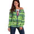 Raiders Rugby Christmas Off Shoulder Sweater Merry Xmas Canberra Cardigan Style - Aussie Hoodie