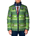 Raiders Rugby Christmas Padded Jacket Merry Xmas Canberra Cardigan Style - Aussie Hoodie