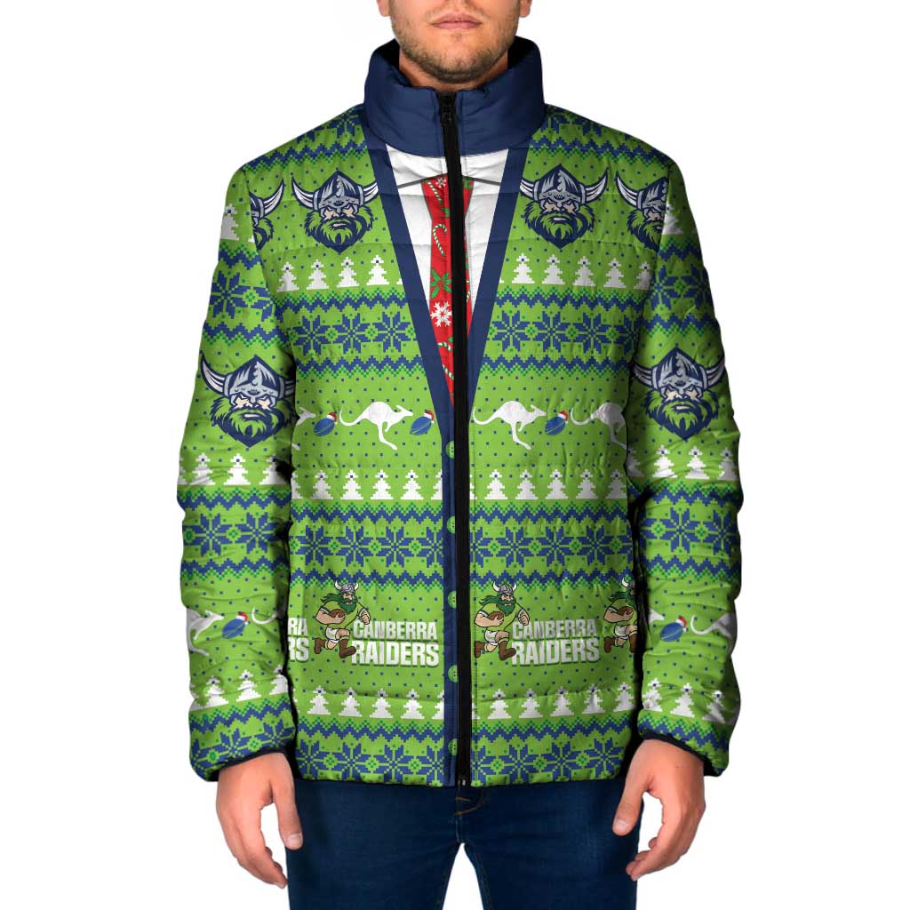 Raiders Rugby Christmas Padded Jacket Merry Xmas Canberra Cardigan Style - Aussie Hoodie