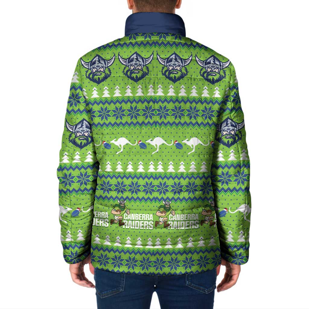 Raiders Rugby Christmas Padded Jacket Merry Xmas Canberra Cardigan Style - Aussie Hoodie