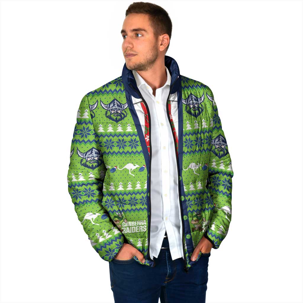 Raiders Rugby Christmas Padded Jacket Merry Xmas Canberra Cardigan Style - Aussie Hoodie