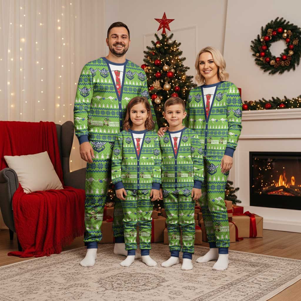 Raiders Rugby Christmas Pajama Set Merry Xmas Canberra Cardigan Style - Aussie Hoodie