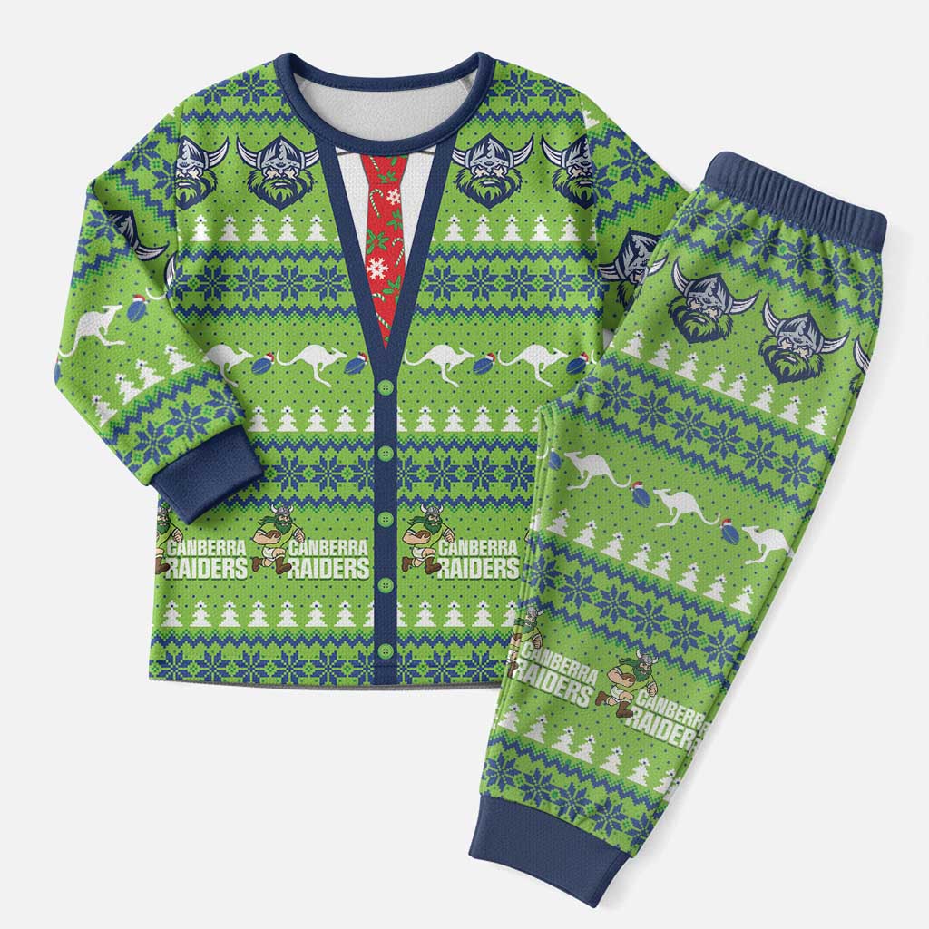 Raiders Rugby Christmas Pajama Set Merry Xmas Canberra Cardigan Style - Aussie Hoodie