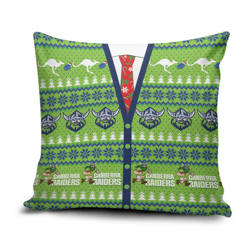 Raiders Rugby Christmas Pillow Cover Merry Xmas Canberra Cardigan Style - Aussie Hoodie