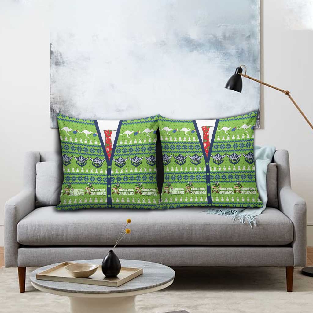 Raiders Rugby Christmas Pillow Cover Merry Xmas Canberra Cardigan Style - Aussie Hoodie