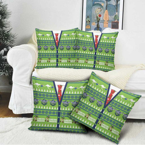 Raiders Rugby Christmas Pillow Cover Merry Xmas Canberra Cardigan Style - Aussie Hoodie