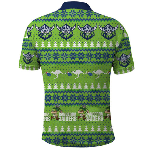 Raiders Rugby Christmas Polo Shirt Merry Xmas Canberra Cardigan Style - Aussie Hoodie