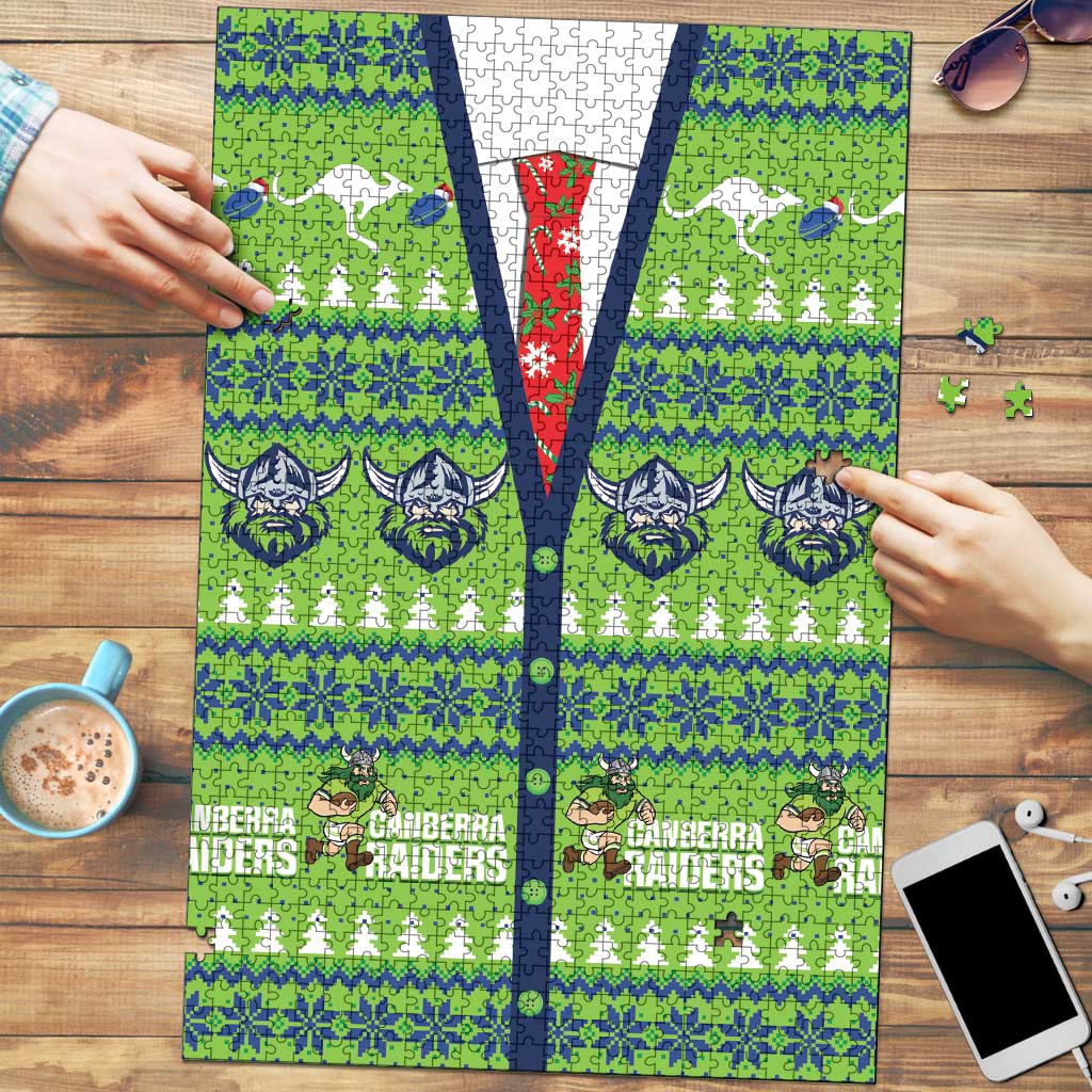 Raiders Rugby Christmas Puzzle Merry Xmas Canberra Cardigan Style - Aussie Hoodie
