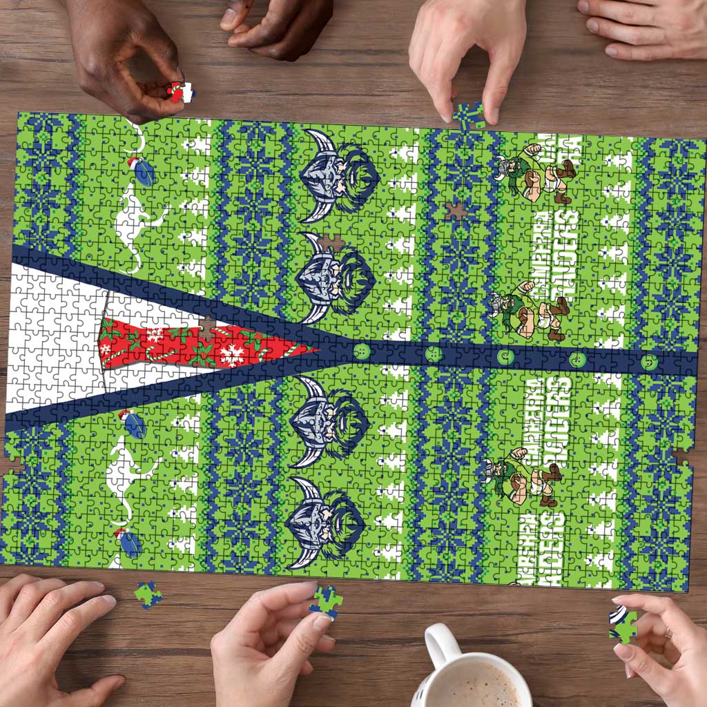 Raiders Rugby Christmas Puzzle Merry Xmas Canberra Cardigan Style - Aussie Hoodie